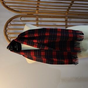 Red blue green and white plaid scarf